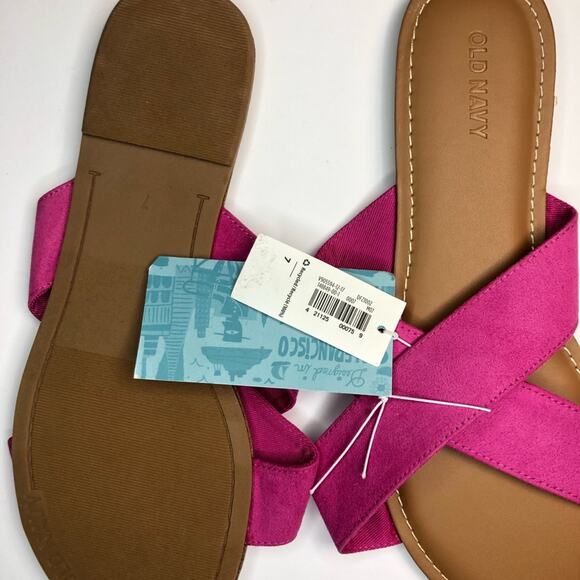 Old Navy Bright Pink Cross Strap Slide size 7 - Picture 4 of 15